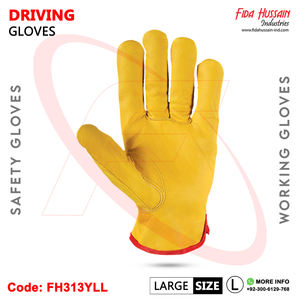 Gants de conducteur jaune de haute qualité Keystone Thumb Styled avec doublure en polaire Gants en cuir de travail industriel avec une adhérence maximale - Product Image 3