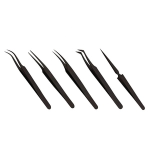 Kit de pinces à cils de luxe en acier inoxydable, à surface lisse et dentelée, conception anti-magnétique |   Outils de soins personnels pour extensions de cils, recourbe-cils - Product Image 1