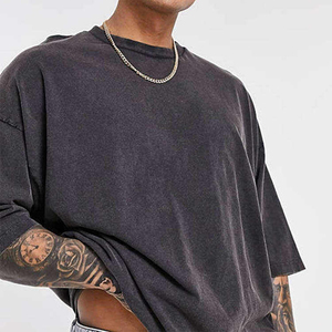 Camiseta de Algodón de Primera Calidad, Cuello Redondo, Hombros Caídos, Talla Grande, para Hombre - Product Image 2