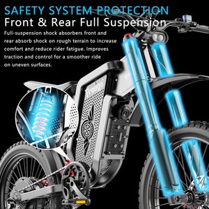 Bici elettrica della sporcizia per adulti moto elettrica Mountain Bike 6000W (picco) motore 7 velocità 1800wh batteria, 50mph fuori strada elettrica - Product Image 3