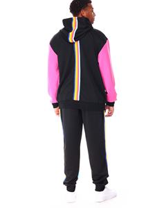 Ensemble sweat-shirt et jogging à blocs de couleurs personnalisés, imprimé, écologique, 100% coton, mode d'hiver, survêtement en micro-polaire pour hommes - Product Image 4