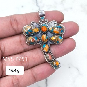 Colgantes Finos de Plata con Turquesa Ostra, Precio al por Mayor, Colgantes Finos de Plata de Ley 925 - Product Image 1