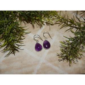 Boucles d'oreilles en argent Sterling améthyste délicates faites à la main bijoux de cadeau de mariage pour femmes cadeau de mariage à la mode - Product Image 5