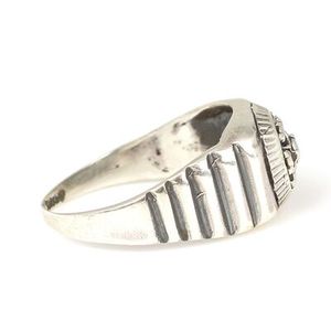 <b>925</b> Sterling <b>Silver</b> Men's Knight <b>Ring</b> <b>with</b> Natural Agate Gemstone Geometric Bezel Setting Rhodium Plating Everyday Wear - Product Image 2