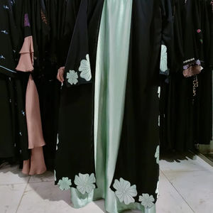 Elegant Modest Hand Embroidered Women's Tissue patchwork with Stones <b>Shrug</b> Abayas Formal Traditional <b>Dresses</b> Breathable Cloth - Product Image 1