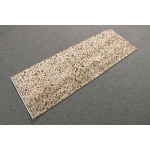 1.7x4.8 ft Small Turkish Rug Vintage Patchwork Design Eco Friendly <b>Brown</b> White <b>Wool</b> Rug with Latex Backing - Product Image 4