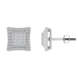 925 Sterling <b>Silver</b> Moissanite <b>Stud</b> Earrings I1 GH Color Luxury Square Cluster Design Trendy Party Gift OEM Available - Product Image 1