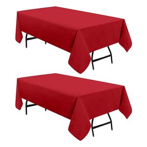 Wholesale Customized Simple Style Cotton Polyester Durable Reusable Outdoor Use Wedding Event <b>Tablecloth</b> Plain <b>Red</b> Optional Size - Product Image 1
