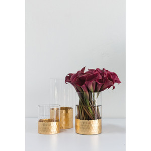 แจกันแก้วทรงกระบอก VCY5512GF พร้อมฐานลายรังผึ้งสีทอง - 5.5 x 12 - Product Image 3