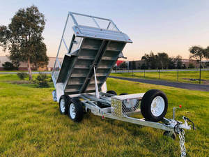 Double Axle Steel Hot Dipped Galvanized Dump <b>Trailer</b> <b>Car</b> <b>Trailer</b> with Mesh Side Panels for Tractor Construction Transport - Product Image 2