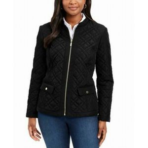 Cappotto Invernale da Donna Charter Club Extra Large Trapuntato con Collo alla Coreana Nero con Cappuccio e Decorazioni in Pelliccia per la Stagione Autunnale - Product Image 1