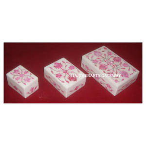 Rectangular Shape Natural Shiny White Marble Customize Designed Beautiful <b>Floral</b> Mother Of Pearl <b>Boxes</b> For Ring Jewelry <b>Boxes</b> - Product Image 1