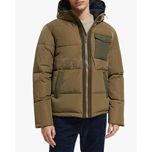 Chaqueta acolchada con logotipo personalizado de alta calidad para hombre, moda de invierno, cuello levantado, cremallera, prendas de vestir, abrigo informal de burbujas, lona, venta al por mayor - Product Image 1