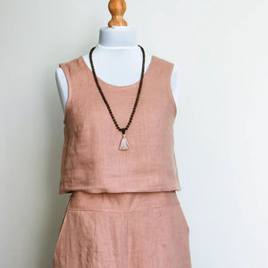 Top corto de lino SOMA para mujer, camiseta sin mangas de Yoga bohemia de Color sólido, blusa de verano transpirable, informal, corta, minimalista, Natural para fiestas - Product Image 1