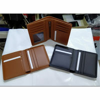 Dompet Kulit Asli Top Grain untuk Pria, Anti-RFID, Lipat Dua, Tempat Kartu Kredit, Desain Terbaru AS