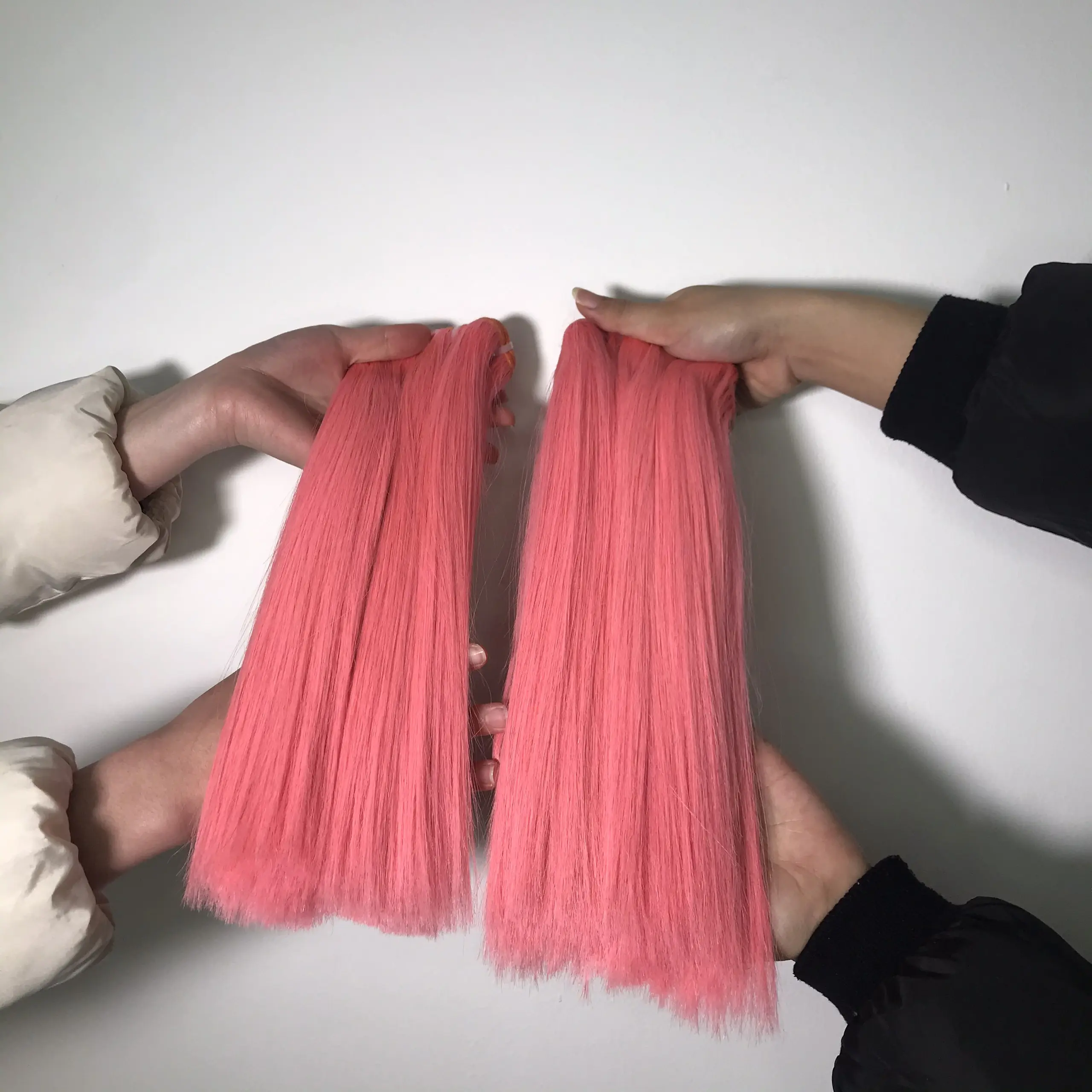 Weft Hair Set Bundle Closure Make Wigs Vietnamese Vendor Wholesale Price Pink Color Special Hair