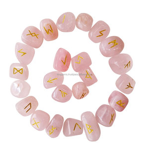 Offre Spéciale 25 pièces meilleure qualité Quartz Rose naturel gravé Runes dégringolées Agate ensemble sculpté Rune pour l'artisanat en pierre semi-précieuse - Product Image 4
