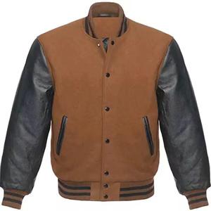 Wholesale Custom Embroidery <b>Genuine</b> Sheep <b>Leather</b> High Street Stand Collar Printed Varsity <b>Jacket</b> for Men Winter Baseball <b>Jacket</b> - Product Image 1
