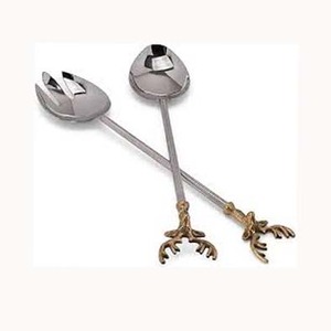 Juego de Cubiertos de Acero Inoxidable con Mango de Latón, Cubiertos de Lujo con Forma de Cabeza de Ciervo Creativo, Oro Pulido, Plata, Calidad Premium - Product Image 1