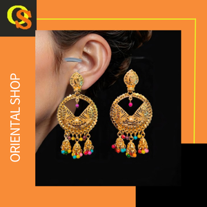 Juego de Aretes de Calidad de Exportación 100% con Baño de Oro de 22 Quilates, Estilo Jhumka, Joyería para Mujer, Usado por Exportadores Indios - Product Image 3