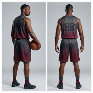 Conjunto de Camiseta y Pantalones Cortos de Baloncesto Ma-Attiera, Negro y Granate 88, Impresión por Sublimación, Malla Transpirable, Uniforme para Hombre Adulto - Product Image 4
