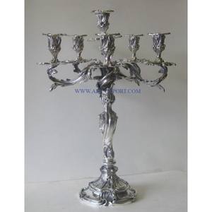 En acier inoxydable poli miroir décor de table candélabre Design attrayant cristal forme ronde 5 bras bougeoir - Product Image 4