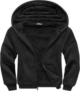Veste à capuche zippée à manches longues doublée en polaire lourde de haute qualité pour hommes - Product Image 1