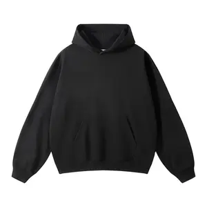 Logo personnalisé surdimensionné demi-fermeture éclair pull sweat short ensemble hommes lâche culture brodé plaine teint fabricant - Product Image 2