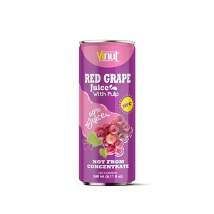 Jugo de pulpa de uva roja OEM ODM Fabricante de bebidas de etiqueta privada Formulación personalizada Fábrica de Vietnam 240ml Lata de aluminio 24 latas de cartón - Product Image 1