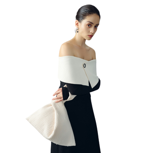 2024ยอดนิยมผู้หญิงเสื้อ mabs สีดำแขนยาวเสื้อท่อนบนเจอร์ซีย์ลายนูนผ้าถักสองชิ้นเสื้อผ้าผู้หญิงสีขาวมดเวียดนาม - Product Image 1