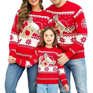 Custom Full Knitted Sweater Jacquard Pattern Knit <b>Xmas</b> <b>Jumper</b> Knitwear <b>Women</b> Custom Ugly Christmas Sweater Apparels in Stock - Product Image 1