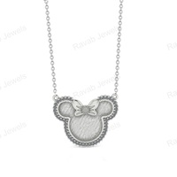 Qualité Semi Monté 925 Argent 25x32mm Réglage Zircon Pendentif Plaqué Or Bas Prix Mickey Mouse Collier Bijoux Pour Mariage