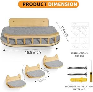 Meubles pour chats Arbre à chat moderne en bois massif Hamac Design mural Fonctionnalité rétractable pour salon Utilisation en extérieur - Product Image 6