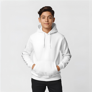 Sweat-shirt à capuche en polaire polyester/nylon brodé pour garçons, pour enfants, avec coupe confortable et options de marque privée OEM/ODM - Product Image 2