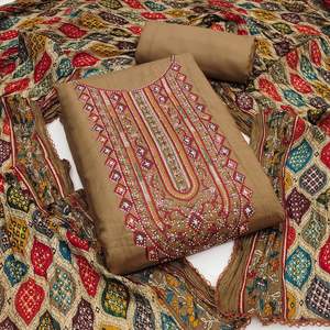 RN Exclusive Women's Silk Dress Material Suit Ethnic Style Hand-painted Pattern for Regular Use Four Seasons Non-Woven Other - Product Image 1