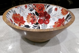 Nuevo patrón de pegatina esmaltada, cuenco de madera para servir, vajilla de mesa única, accesorio de decoración para servir ensalada, cuenco para servir Pasta - Product Image 2