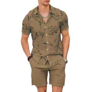 Camiseta y pantalones cortos de manga corta con estampado floral informal de verano para hombre, conjuntos con patrón 3D al por mayor - Product Image 6