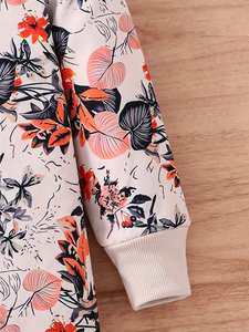 Veste à capuche décontractée à fleurs pour filles avec imprimé allover polaire doux manches longues hiver chaud confortable fermeture à glissière - Product Image 4