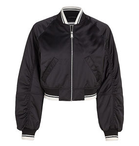 Blouson universitaire en satin de haute qualité pour femmes Offre Spéciale Blousons bombardiers en satin en tissu de couleur unie pour femmes avec des couleurs personnalisées - Product Image 1