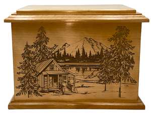 Urna Funeraria de Madera Estilo Americano Personalizada para Adultos con Diseños Personalizables de Montañas para Amantes de la Naturaleza - Product Image 2