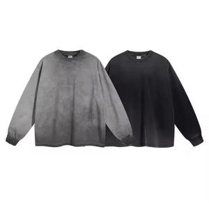 Sudaderas desgastadas mezcladas de algodón para hombre Vintage ácido lavado pulóver cuello redondo manga larga otoño Streetwear Pakistán - Product Image 4