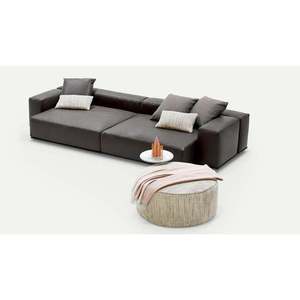 Canapé modulaire contemporain Delano à une place, en cuir véritable lavable, nouveau cuir véritable et éponge pour la maison, l'appartement, le salon - Product Image 3