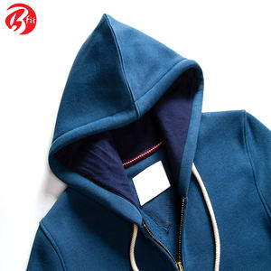 Sudaderas con capucha de gran tamaño de manga larga con cremallera de color sólido para hombre - Product Image 3