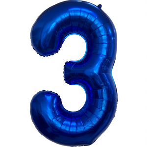 Palloncini in Foil Metallizzato Numero 3 Blu Scuro 1M, Confezione da 12 Pezzi per Feste per Bambini - Product Image 2