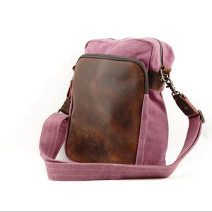 Sac à bandoulière à empiècement en cuir 3 compartiments et 3 compartiments intérieurs LCSB-0033D - Product Image 1