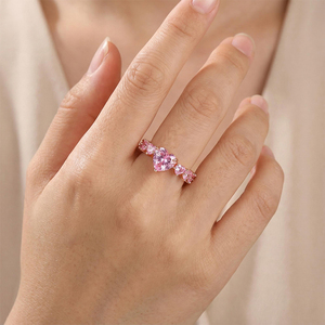 Anillo de corazón de oro rosa, anillo con piedras preciosas rosas, anillo en forma de corazón, anillo de moda para mujer, anillo de cristal rosa, anillo de joyería romántica, anillo de amor - Product Image 5