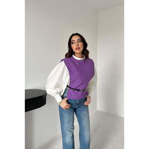 Ensemble chemise et poncho à ceinture violette - Violet - Product Image 3