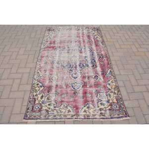 พรมตุรกีโบราณคลาสสิกขนาด3.8x6.7ฟุตสีแดงเบจเย็บปะติดปะต่อวัสดุขนสัตว์ยางขนาด10มม. สำหรับตกแต่งห้องนั่งเล่น - Product Image 1