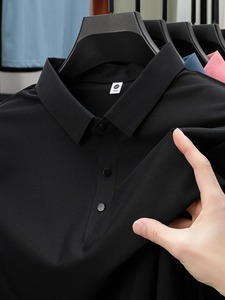 เสื้อโปโลชาย รุ่นใหม่ ซัมเมอร์ 2025 ผ้าตาข่ายไหมน้ำแข็ง แขนสั้น คอปก สีพื้น เรียบหรู ระดับไฮเอนด์ - Product Image 6