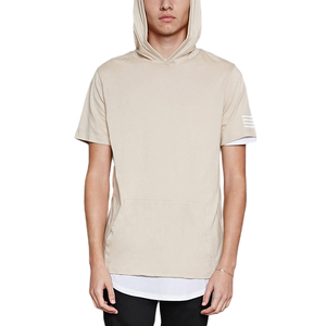 Sudadera Barata Oem, Sudadera Informal para Hombre, Estilo Urbano, Rayas Horizontales Estampadas, Manga Corta, Poliéster, Sudadera Lisa con Capucha - Product Image 1